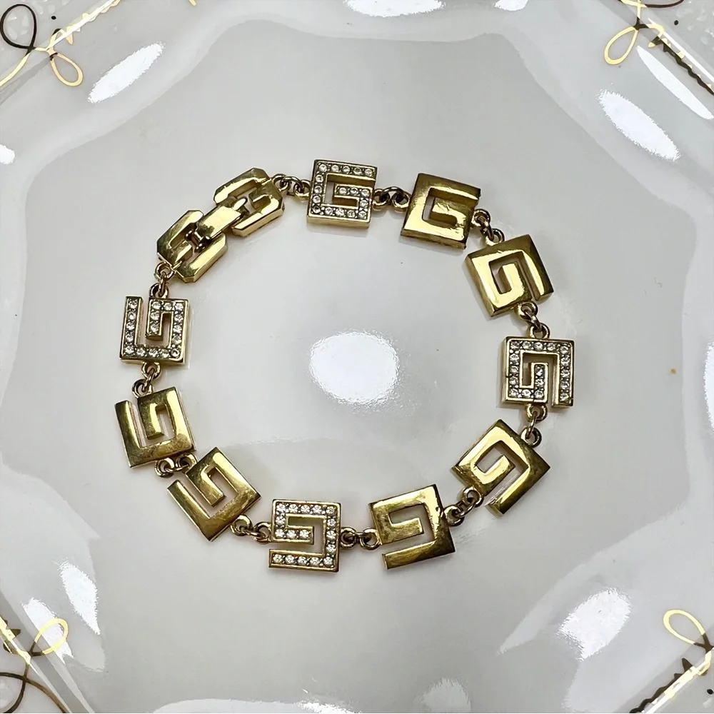 Givenchy Crystal & Gold Plated Logo Bracelet
